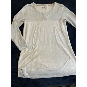 Eddie Bauer 1/4 Button Long Sleeve Lounge Shirt Women's Large Gray Size L